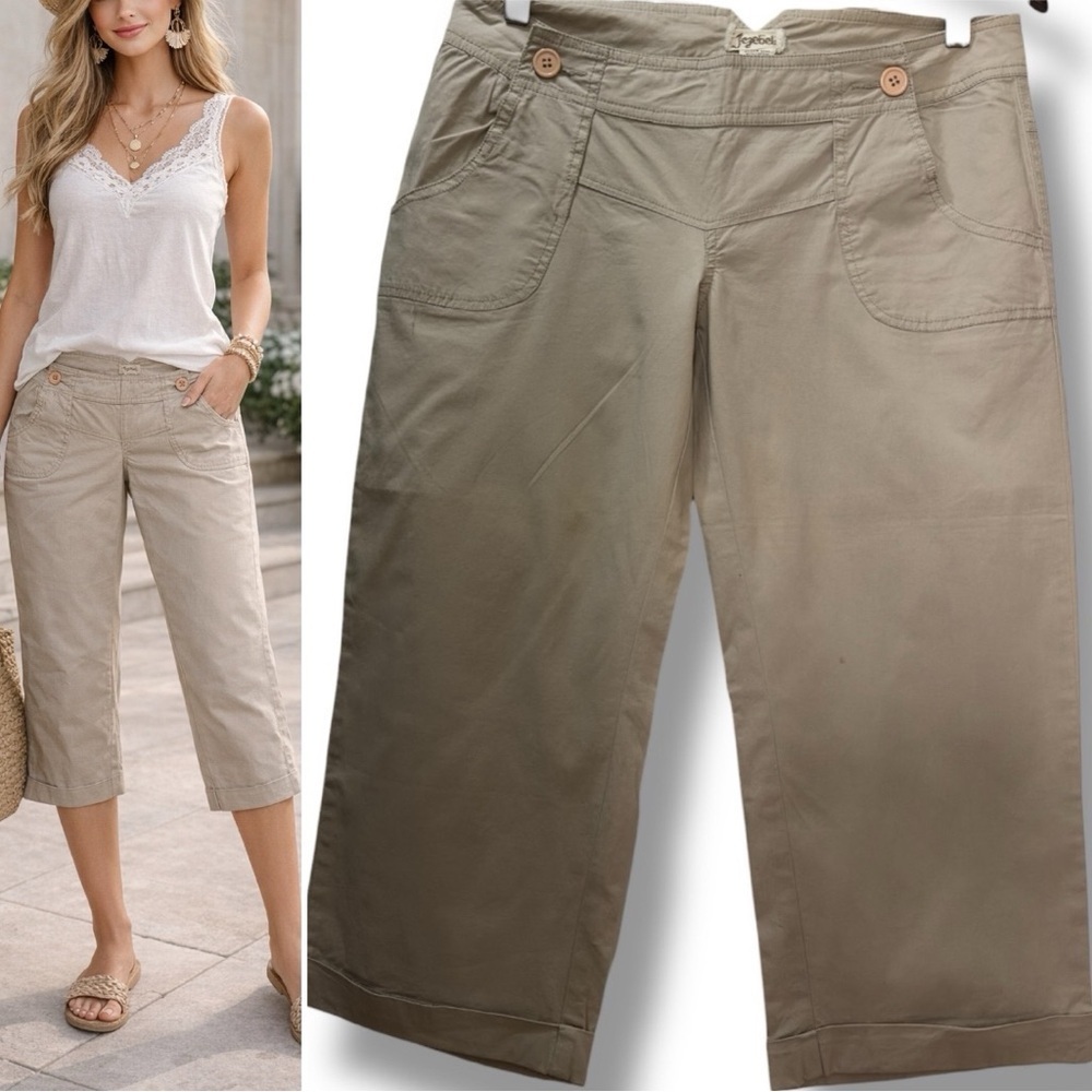 Jezebel | EUC Cotton Khaki Crop Wide Legs Pants (size 5)